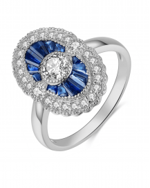OVAL SAPPHIRE DIAMOND RING (TR4120)